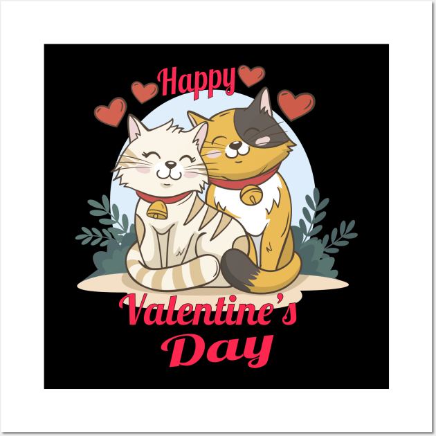 cute cat happy valentines day unisex t-shirt Wall Art by bakry